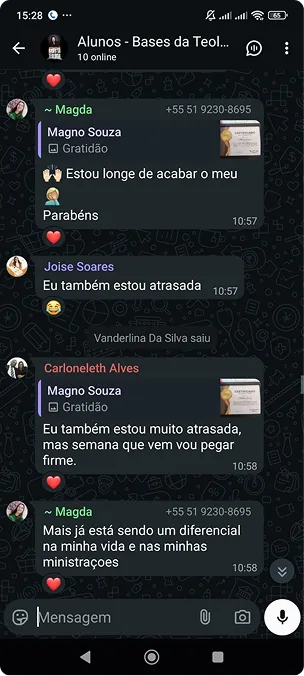 Print de mensagem de aluna elogiando o curso (2 de 10)
