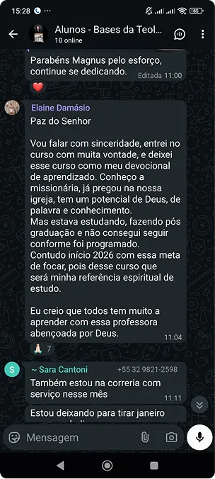 Print de mensagem de aluna elogiando o curso (3 de 10)