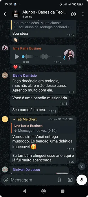 Print de mensagem de aluna elogiando o curso (5 de 10)